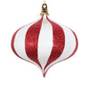 White and Red Glitter Onion Ornament - 10cm - My Christmas