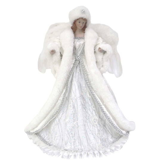 White and Silver Angel Tree Topper - My Christmas