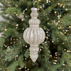 White and Silver Finial with Glitter Details - My Christmas