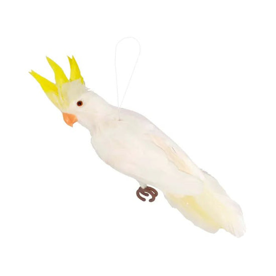 White and Yellow Cockatoo Feather Ornament - My Christmas
