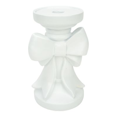 White Bow Pillar Holder - 18cm - My Christmas