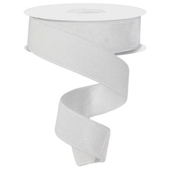 White Deluxe Velvet Ribbon with Satin Backing - 1.5" wide - My Christmas