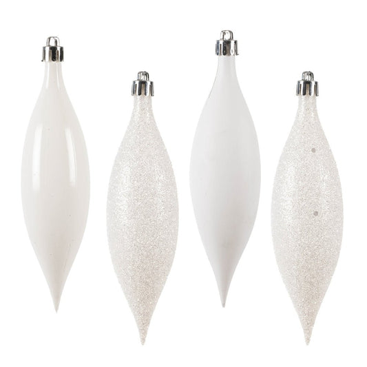White Drop Finial Ornament - Box of 8 - My Christmas