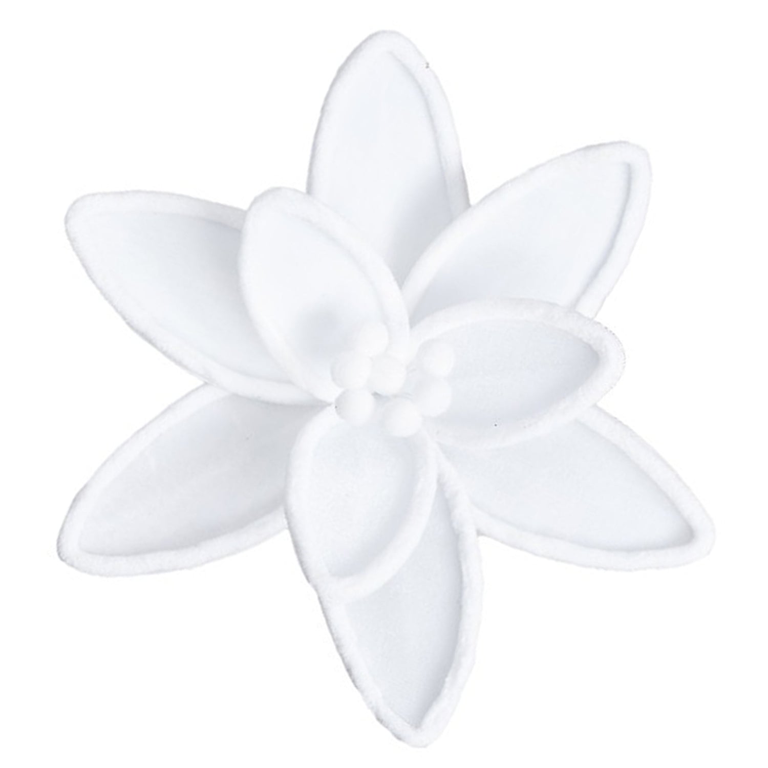 White Embossed Felt Edge Poinsettia with Clip - My Christmas
