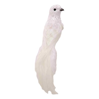 White Faux Feather Bird - My Christmas