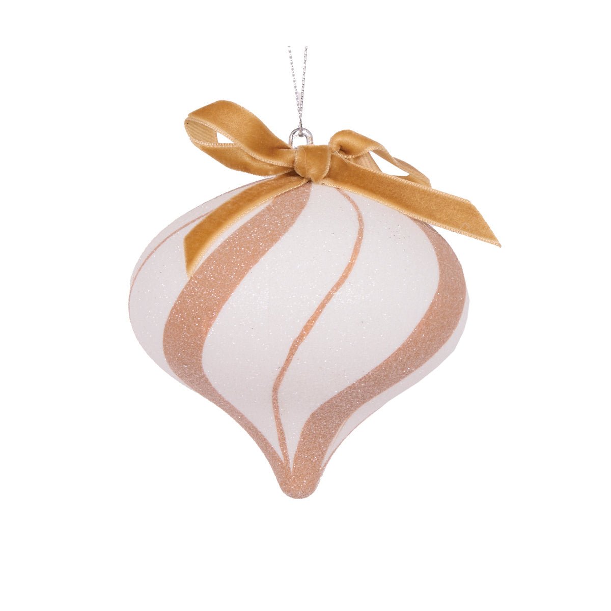 White Gingerbread Swirl Onion Bauble - My Christmas