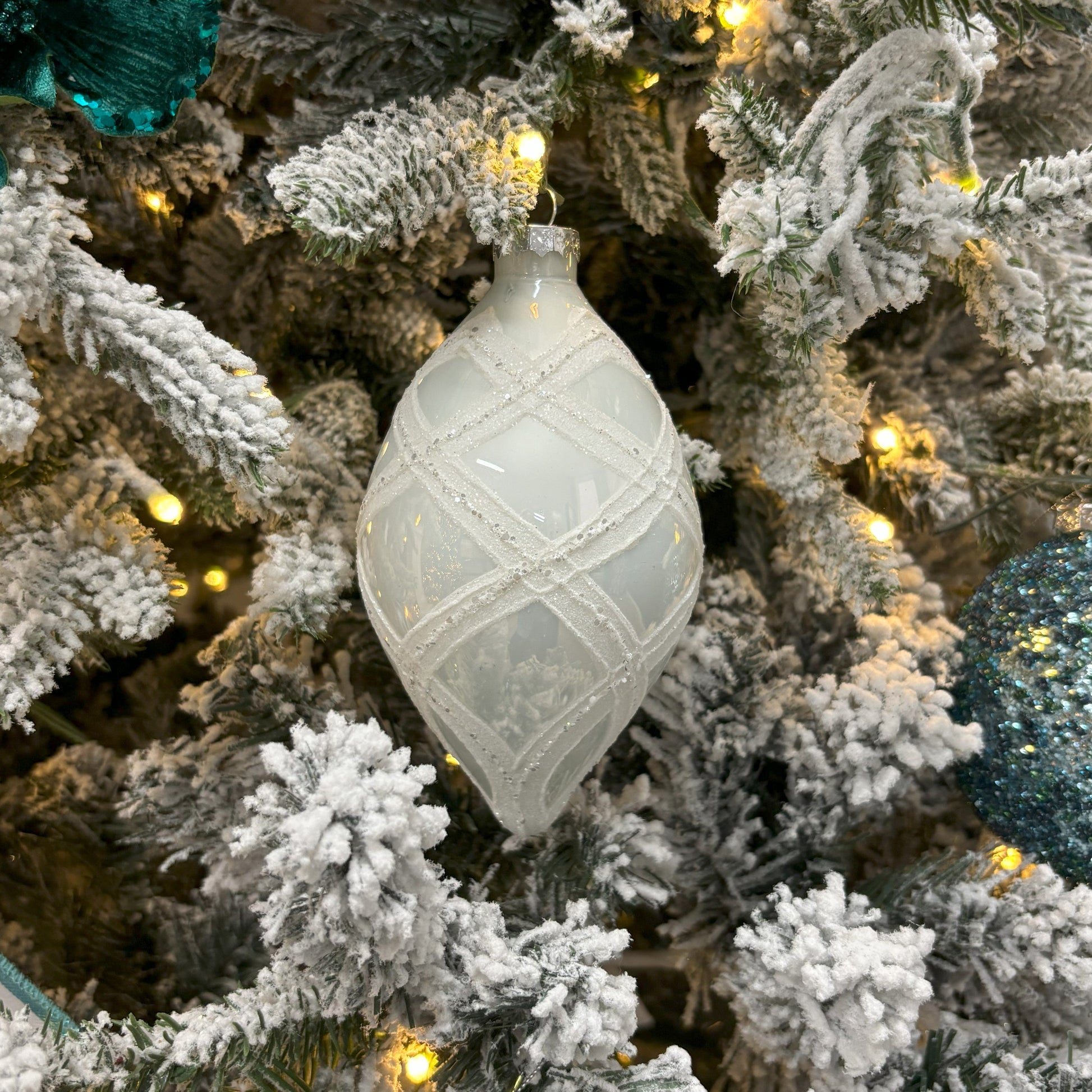 White Glass Finial - My Christmas
