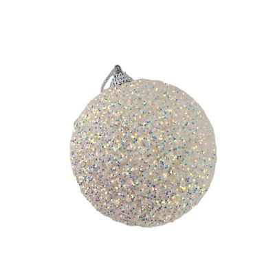 White Glitter Bauble - 10cm - My Christmas