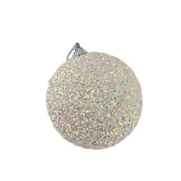 White Glitter Bauble - 10cm - My Christmas