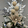 White Glitter Bay Leaf Spray - My Christmas