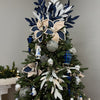 White Glitter Bay Leaf Spray - My Christmas