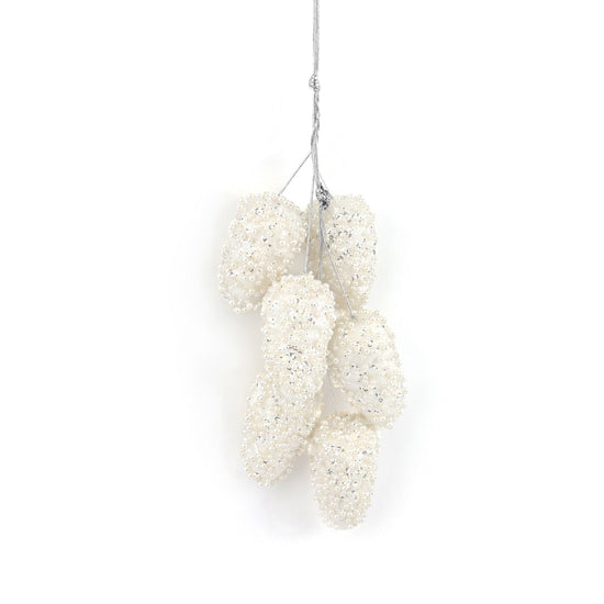 White Glitter Cone Hanging Cluster - My Christmas