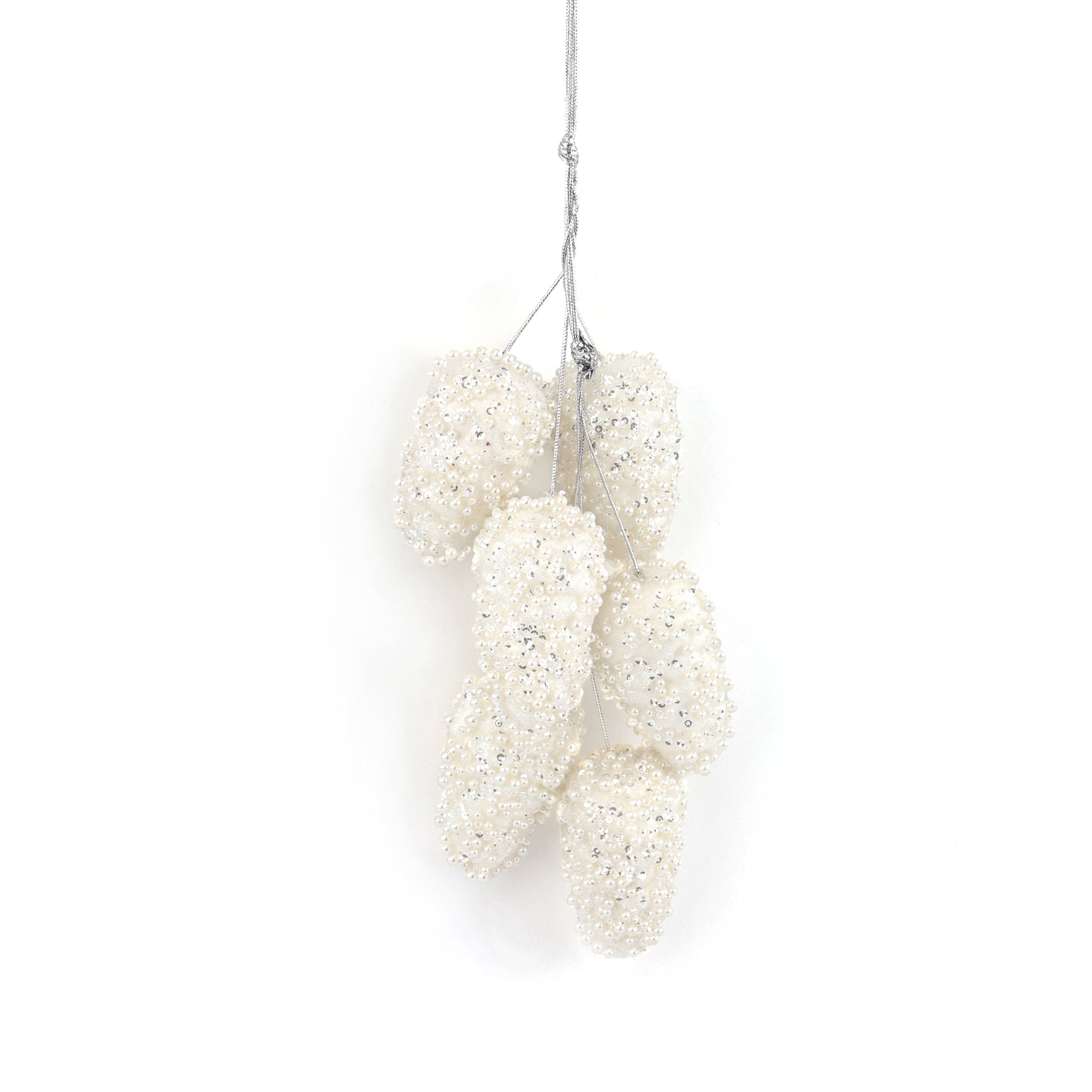 White Glitter Cone Hanging Cluster - My Christmas