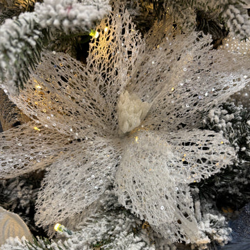 White Glitter Sequin Poinsettia - My Christmas