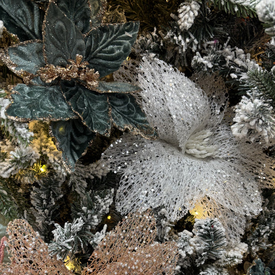 White Glitter Sequin Poinsettia - My Christmas