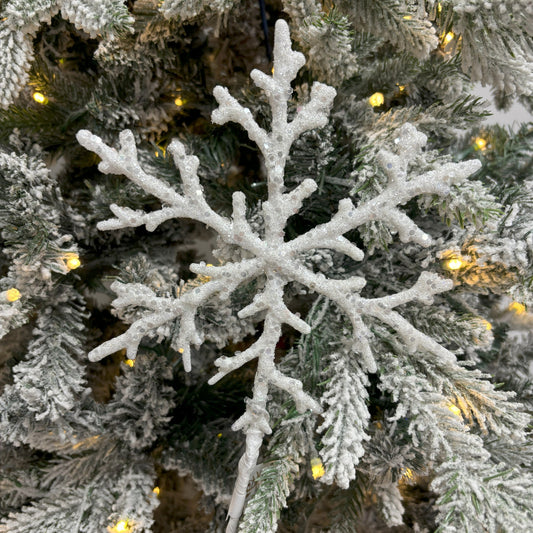 White Glitter Snowflake Pick - My Christmas