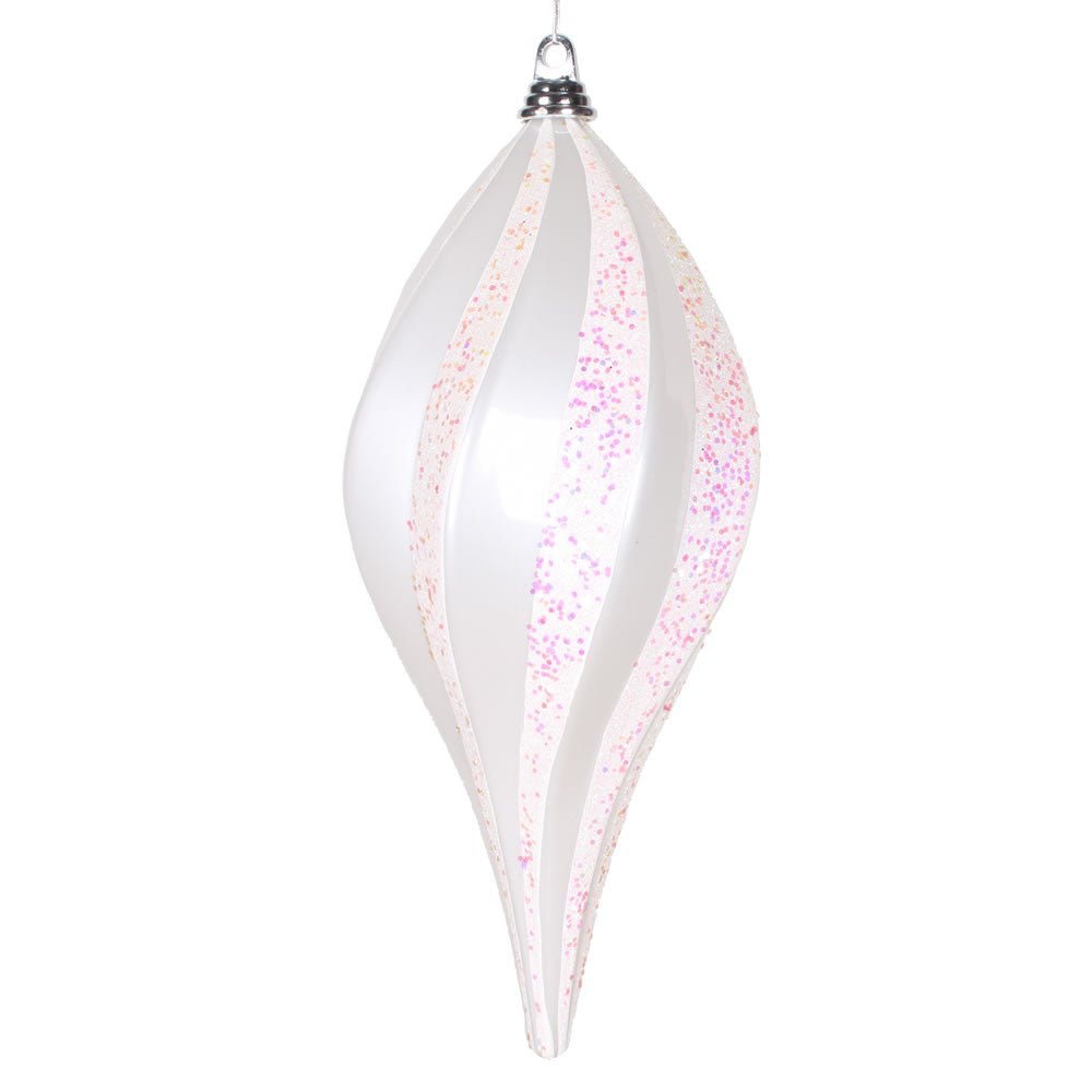 White Glitter Swirl Drop Ornament - 20cm - My Christmas