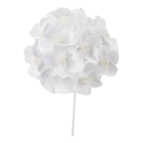 White Hydrangea Flower Pick - My Christmas