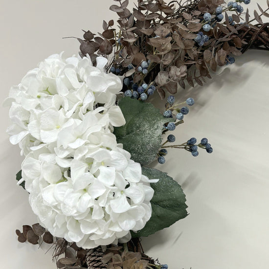 White Hydrangea Wreath - My Christmas