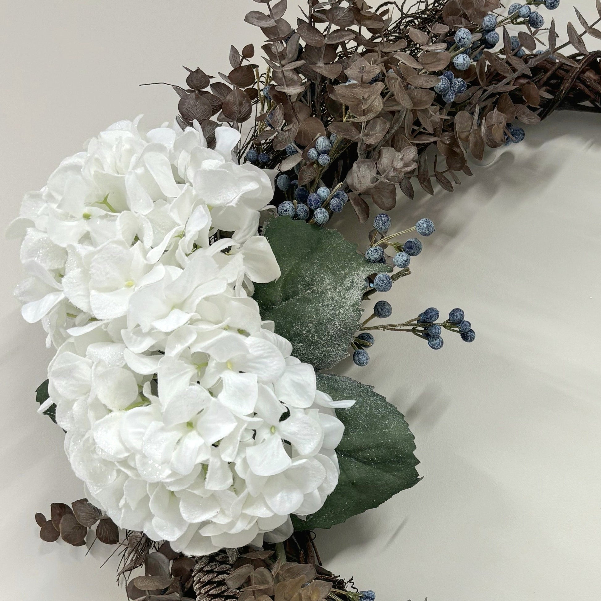 White Hydrangea Wreath - My Christmas