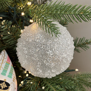 White Icy Sugar Bauble - 10cm - My Christmas