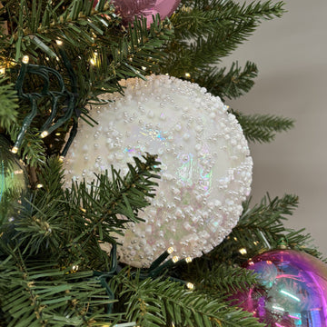 White Irridescent Bead Bauble - 15cm - My Christmas