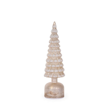 White Mercury Glass Rotating LED Tree - 33cm - My Christmas