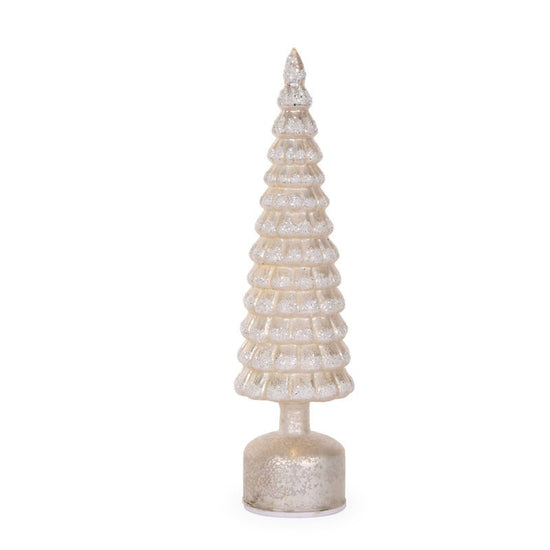 White Mercury Glass Rotating LED Tree - 41cm - My Christmas