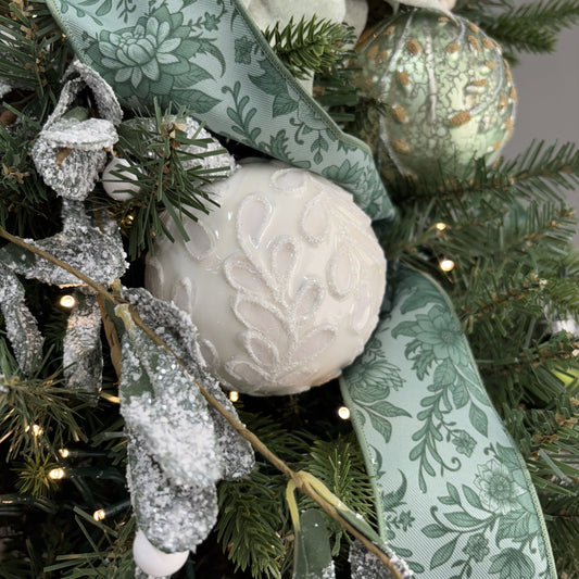 White Patterned Glass Bauble - My Christmas