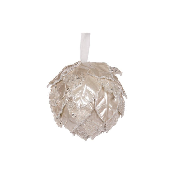 White Pearl Leaf Bauble - My Christmas