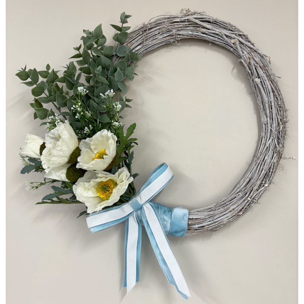 White Poppy Bouquet Wreath - My Christmas