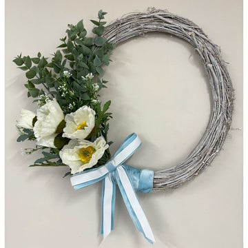 White Poppy Bouquet Wreath - My Christmas