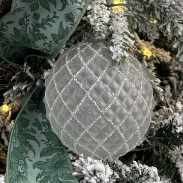 White Quilted Glass Bauble - My Christmas