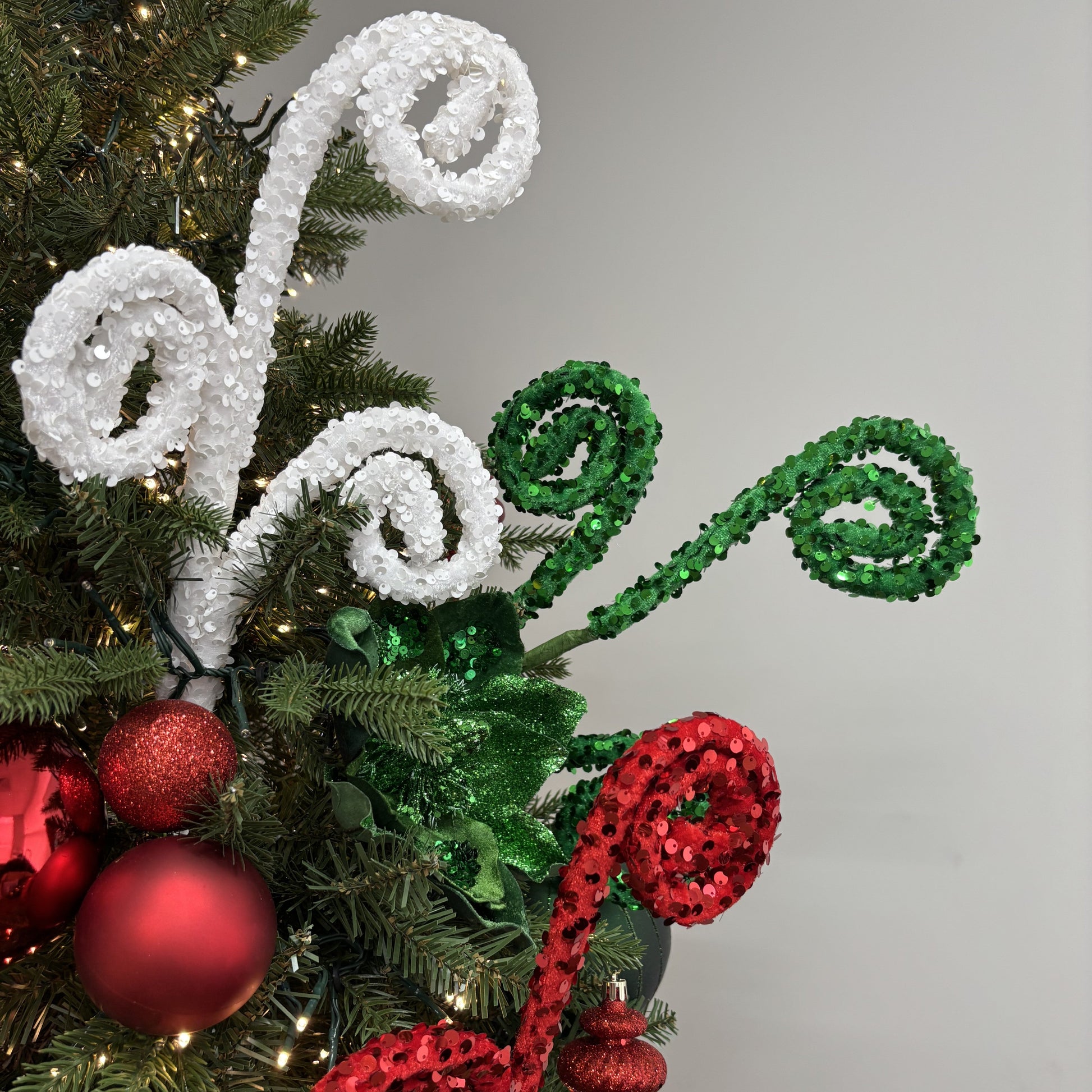 White Sequin Swirl Spray - My Christmas