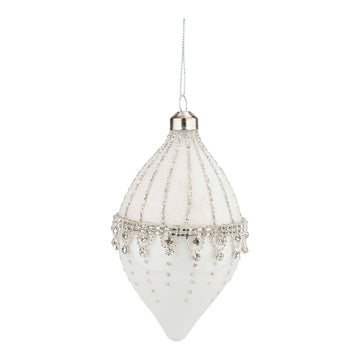 White Silver Long Drop Ornament - My Christmas