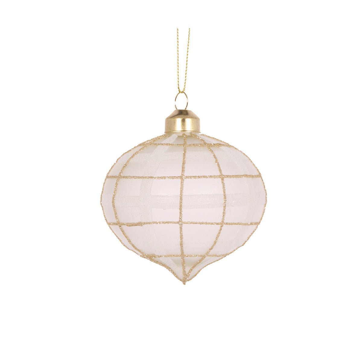 White Tartan Onion Bauble - My Christmas
