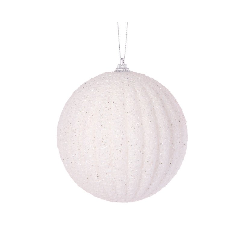 White Textured Rib Bauble - Various Sizes - My Christmas