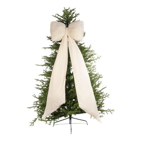 White Velvet Long Bow with Weighted Tails - 155cm - My Christmas