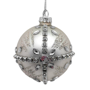White With Diamonte Cross Bauble - My Christmas