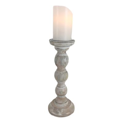 Whitewashed Candle Stand - 32cm - My Christmas