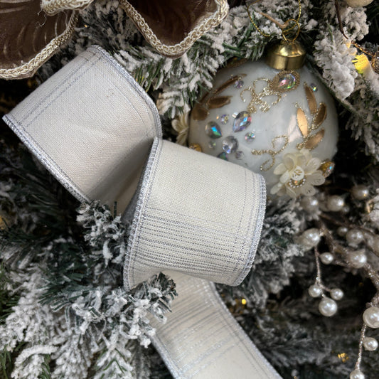 Winter Cotton with Silver Lurex Plaid Ribbon - My Christmas