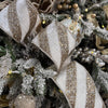 Winter White Velvet Glitter Diagonal Stripe Ribbon - My Christmas