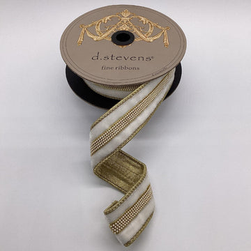 Winter White Velvet Ribbon with Pearl Centre - My Christmas