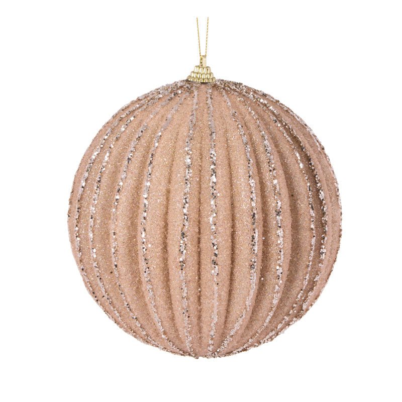 XL Champagne Glitter Ribbed Bauble - My Christmas