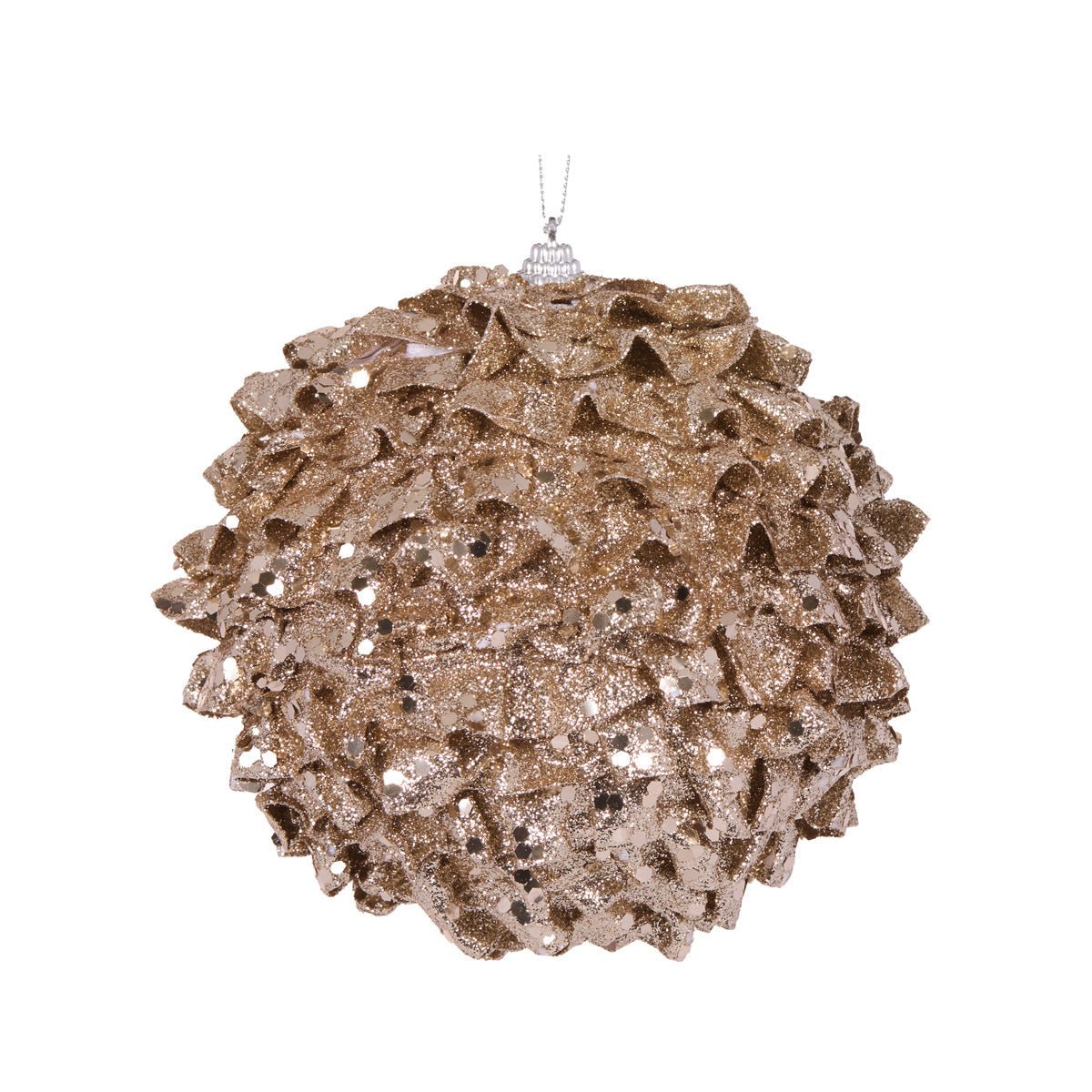 XL Champagne Ruffles Bauble – My Christmas