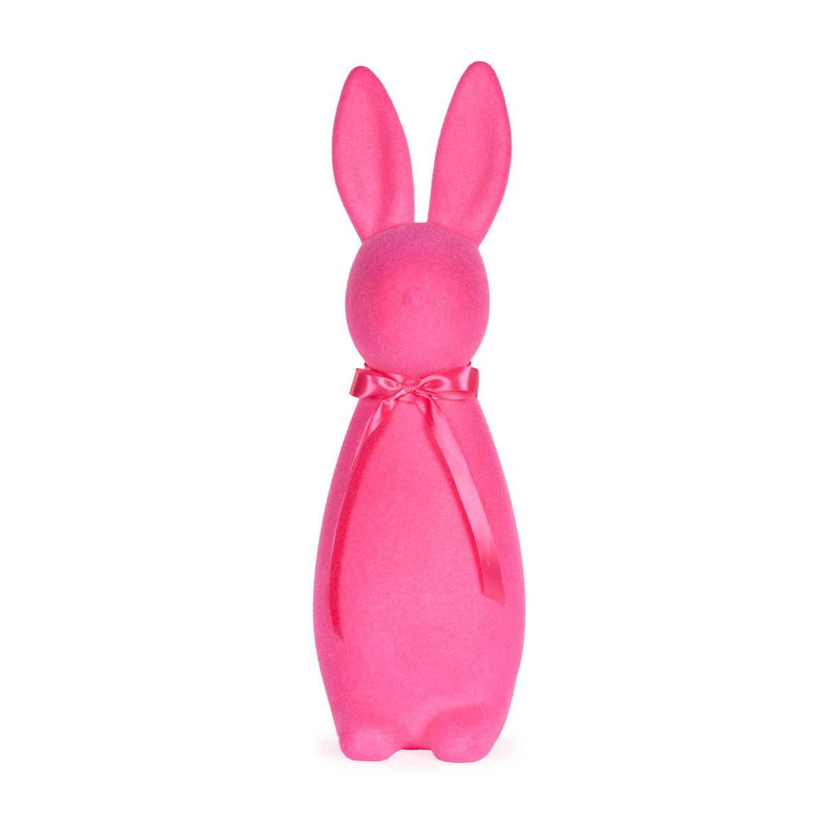 XL Flocked Rabbit with Bow - Fuchsia - My Christmas