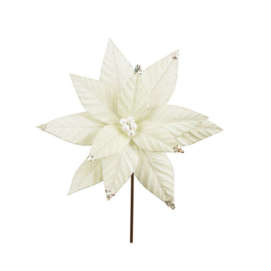 XL Ivory Velvet Poinsettia - My Christmas