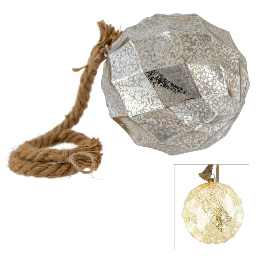 XL LED Champagne Bauble Hanging from Rope - My Christmas