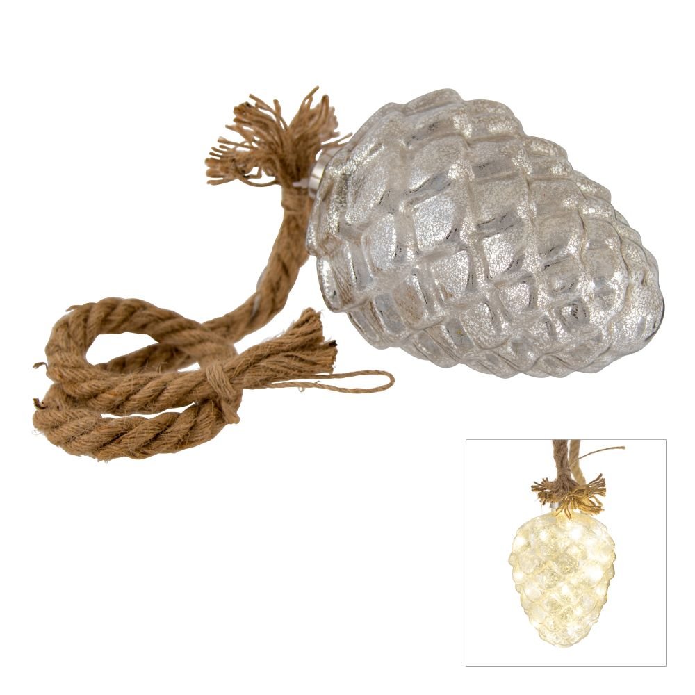 XL LED Champagne Pinecone Hanging from Rope - My Christmas