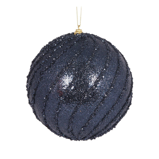 XL Navy Glittered Swirl Bauble - My Christmas
